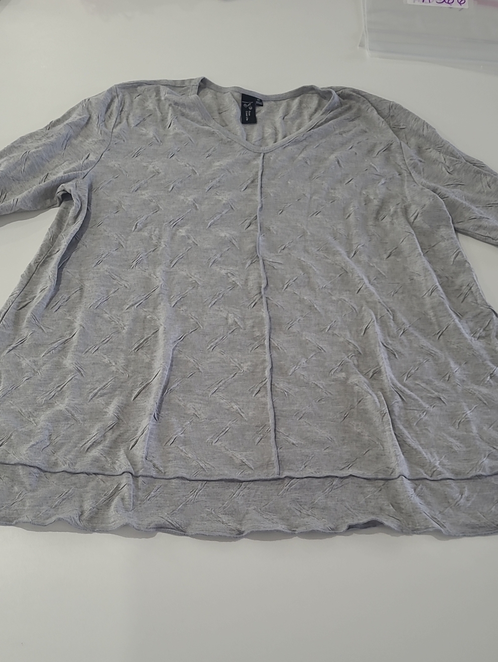 Relaxed V-Neck Women's Tunic in Light Gray